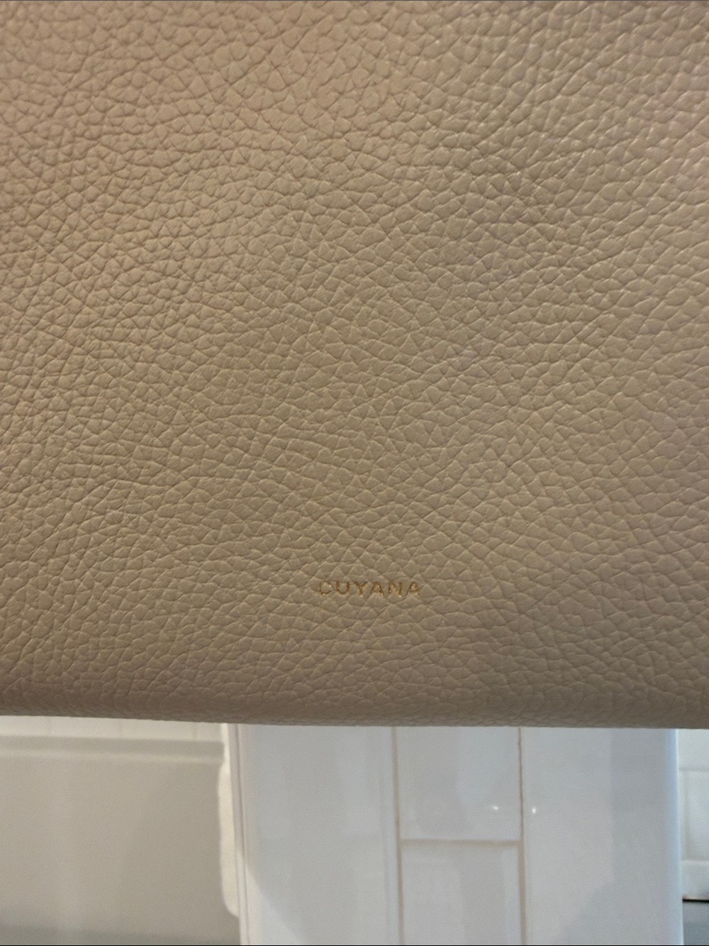 Cuyana Pebbled Leather Shoulder Bag in Taupe - Picture 2 of 8